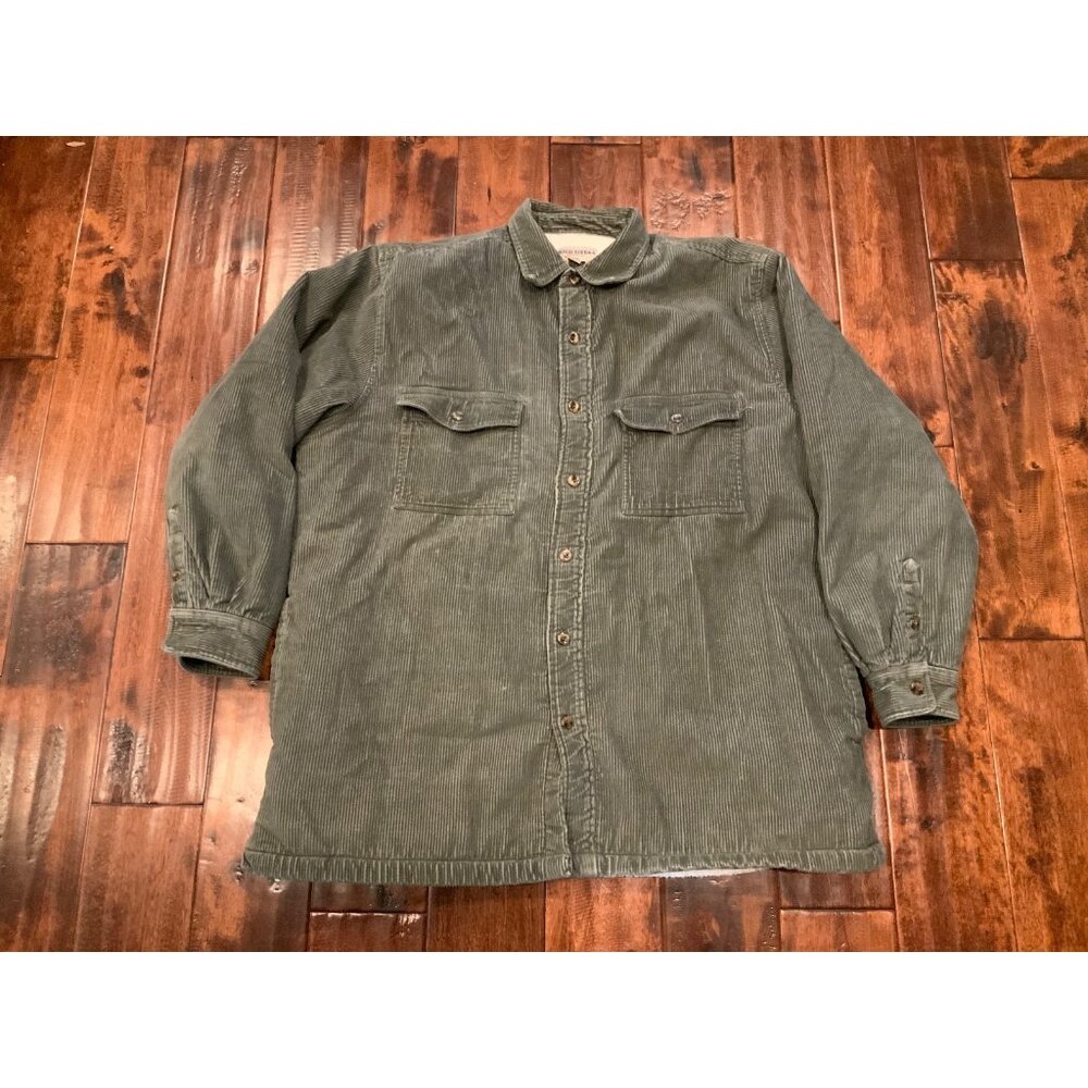 High Sierra Men's Green Corduroy Collared Sherpa Button Up Coat Jacket, Size L